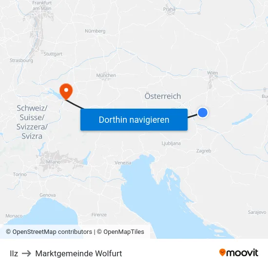 Ilz to Marktgemeinde Wolfurt map