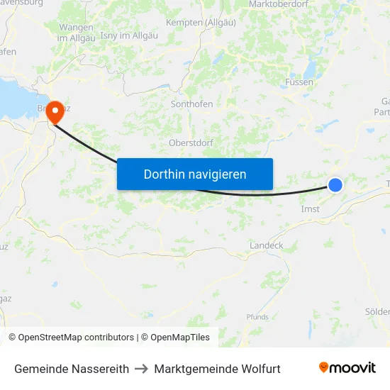 Gemeinde Nassereith to Marktgemeinde Wolfurt map