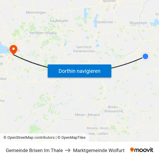 Gemeinde Brixen Im Thale to Marktgemeinde Wolfurt map