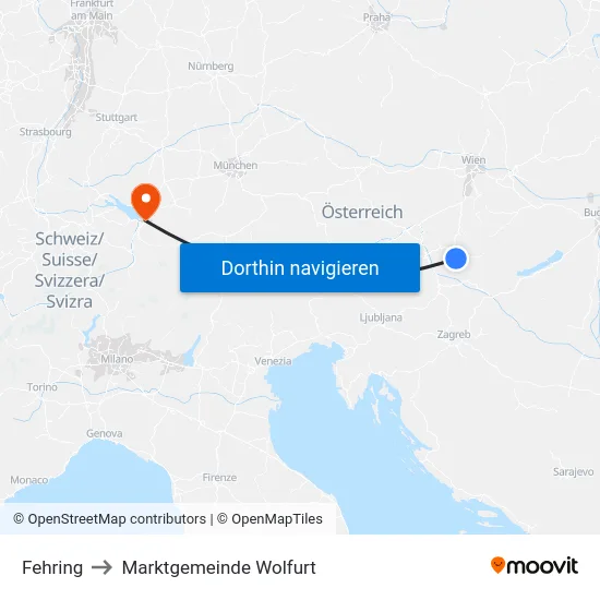Fehring to Marktgemeinde Wolfurt map