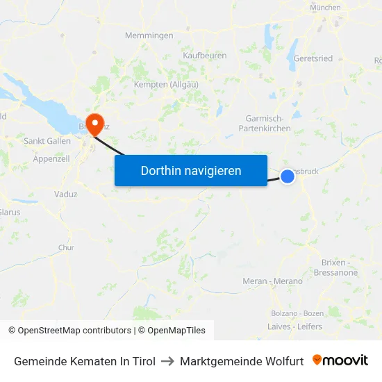 Gemeinde Kematen In Tirol to Marktgemeinde Wolfurt map