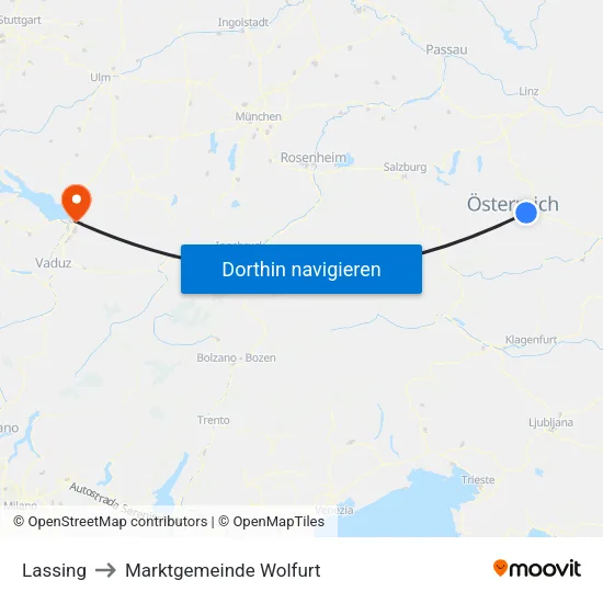 Lassing to Marktgemeinde Wolfurt map
