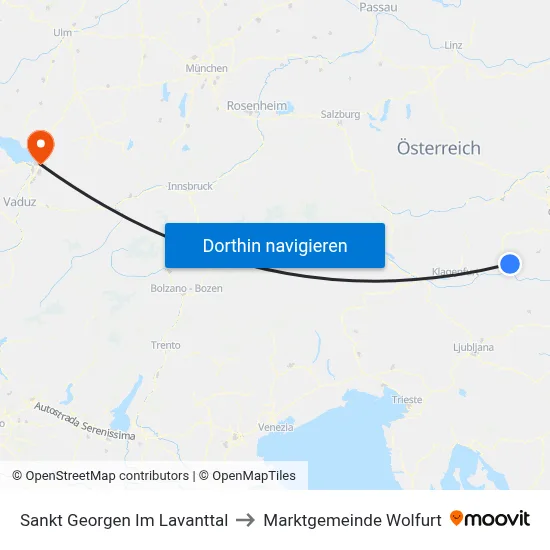Sankt Georgen Im Lavanttal to Marktgemeinde Wolfurt map