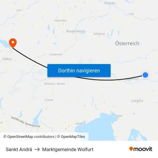 Sankt Andrä to Marktgemeinde Wolfurt map