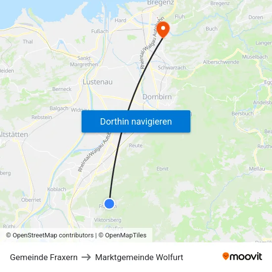 Gemeinde Fraxern to Marktgemeinde Wolfurt map