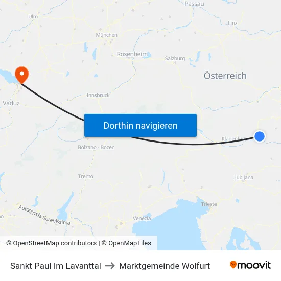 Sankt Paul Im Lavanttal to Marktgemeinde Wolfurt map