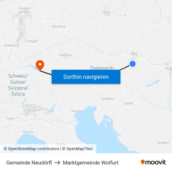 Gemeinde Neudörfl to Marktgemeinde Wolfurt map