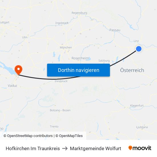 Hofkirchen Im Traunkreis to Marktgemeinde Wolfurt map