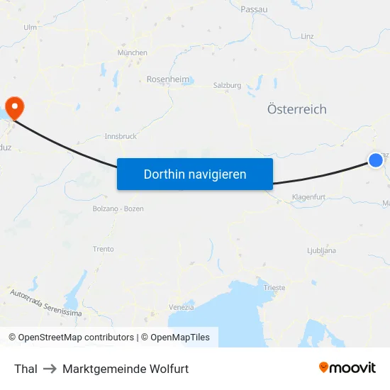 Thal to Marktgemeinde Wolfurt map