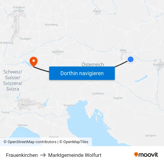 Frauenkirchen to Marktgemeinde Wolfurt map