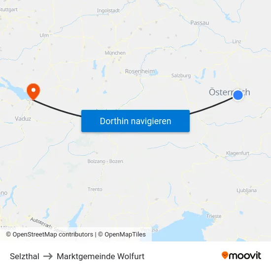 Selzthal to Marktgemeinde Wolfurt map