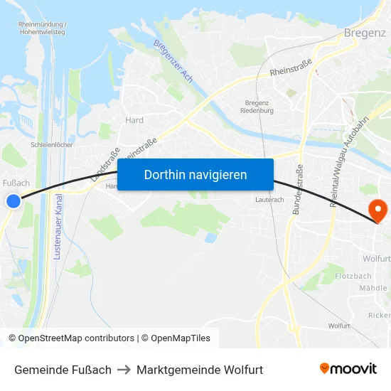 Gemeinde Fußach to Marktgemeinde Wolfurt map