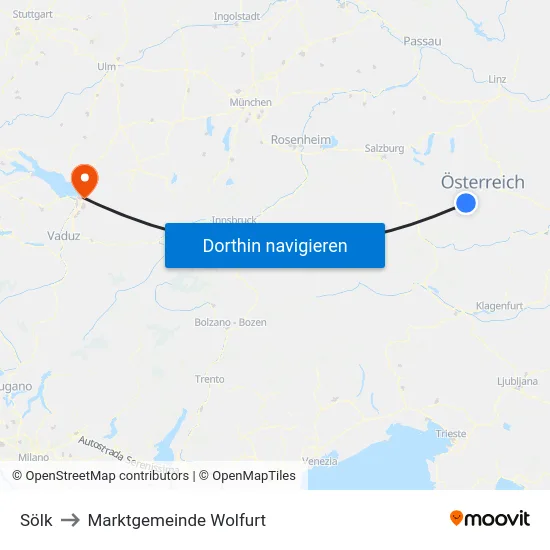 Sölk to Marktgemeinde Wolfurt map