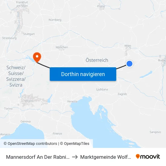 Mannersdorf An Der Rabnitz to Marktgemeinde Wolfurt map
