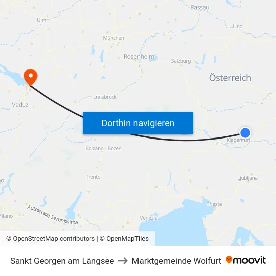 Sankt Georgen am Längsee to Marktgemeinde Wolfurt map