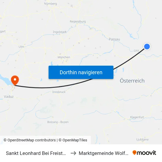 Sankt Leonhard Bei Freistadt to Marktgemeinde Wolfurt map