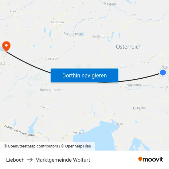 Lieboch to Marktgemeinde Wolfurt map