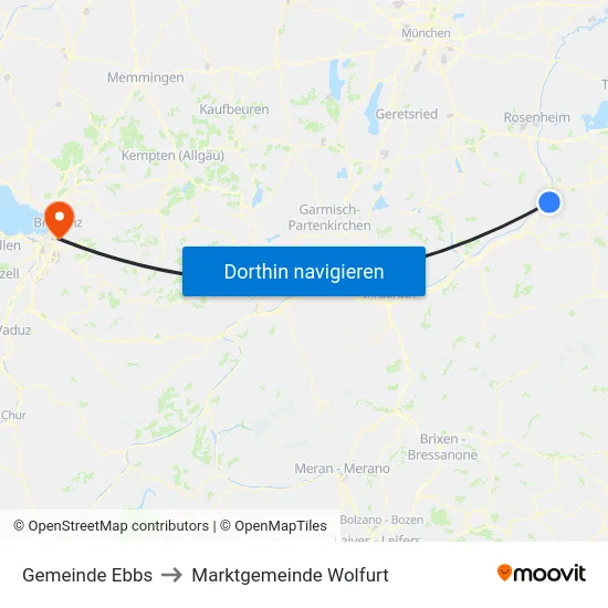 Gemeinde Ebbs to Marktgemeinde Wolfurt map