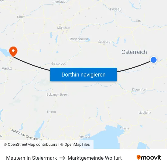 Mautern In Steiermark to Marktgemeinde Wolfurt map