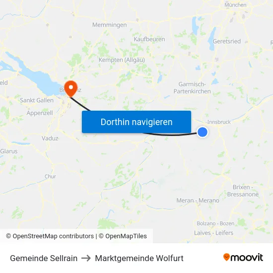 Gemeinde Sellrain to Marktgemeinde Wolfurt map