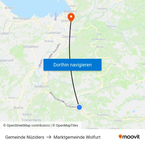 Gemeinde Nüziders to Marktgemeinde Wolfurt map