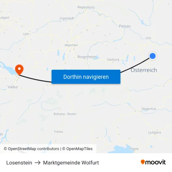 Losenstein to Marktgemeinde Wolfurt map