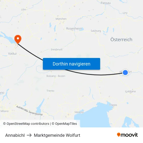 Annabichl to Marktgemeinde Wolfurt map