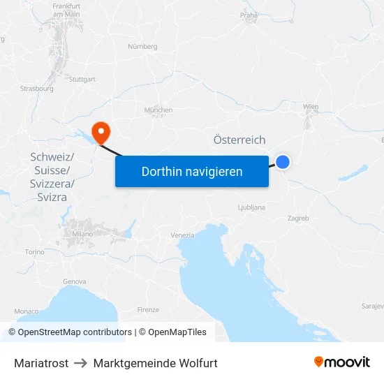 Mariatrost to Marktgemeinde Wolfurt map