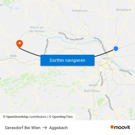 Gerasdorf Bei Wien to Aggsbach map