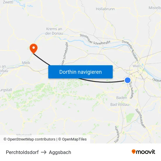 Perchtoldsdorf to Aggsbach map