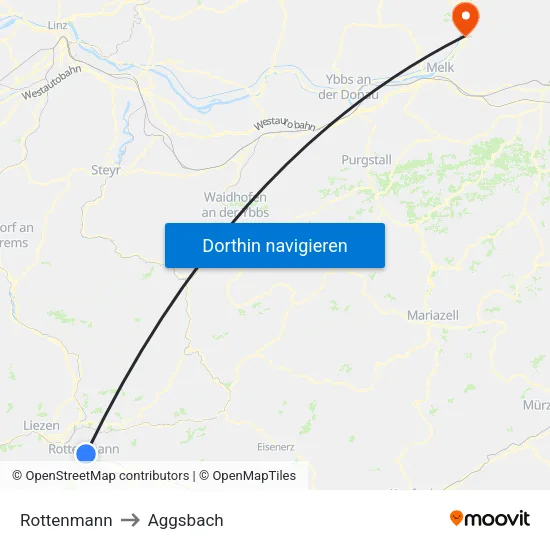 Rottenmann to Aggsbach map