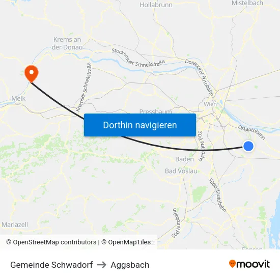 Gemeinde Schwadorf to Aggsbach map