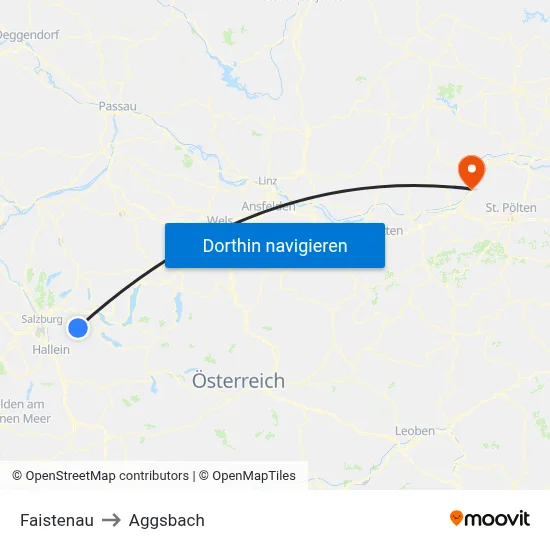 Faistenau to Aggsbach map