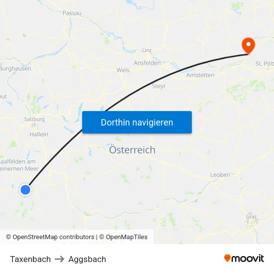 Taxenbach to Aggsbach map
