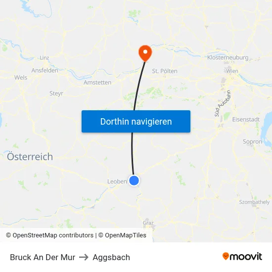 Bruck An Der Mur to Aggsbach map