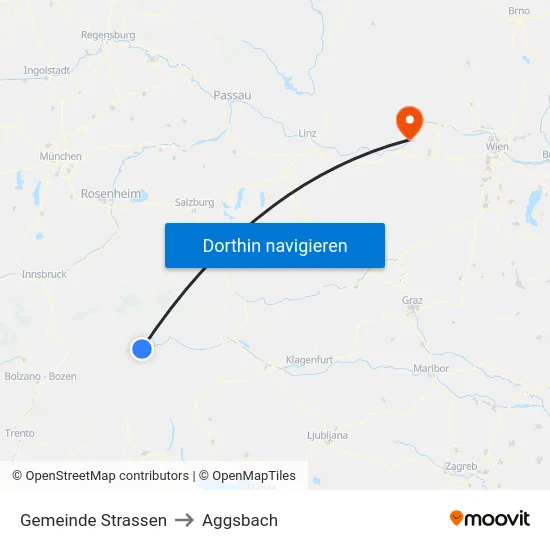 Gemeinde Strassen to Aggsbach map