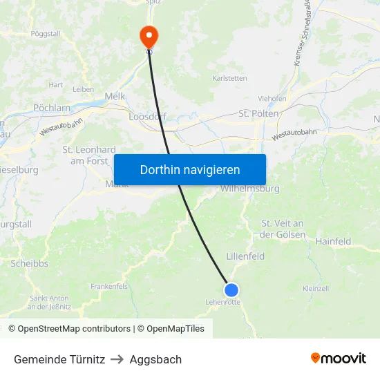 Gemeinde Türnitz to Aggsbach map