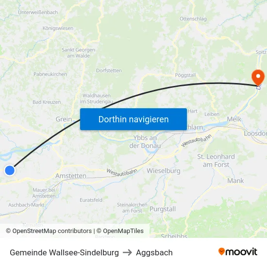 Gemeinde Wallsee-Sindelburg to Aggsbach map
