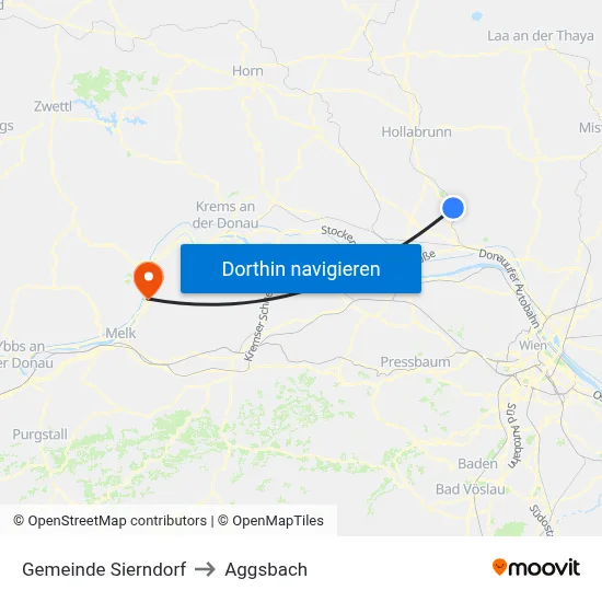 Gemeinde Sierndorf to Aggsbach map