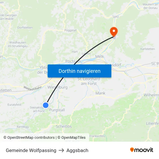 Gemeinde Wolfpassing to Aggsbach map