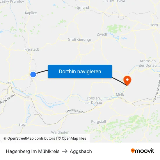Hagenberg Im Mühlkreis to Aggsbach map