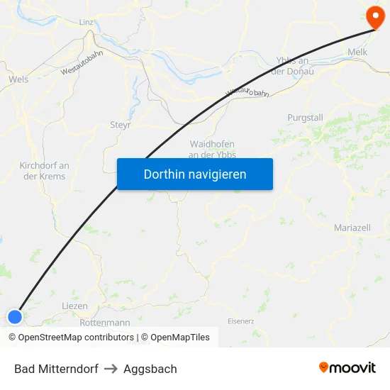 Bad Mitterndorf to Aggsbach map