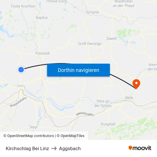 Kirchschlag Bei Linz to Aggsbach map