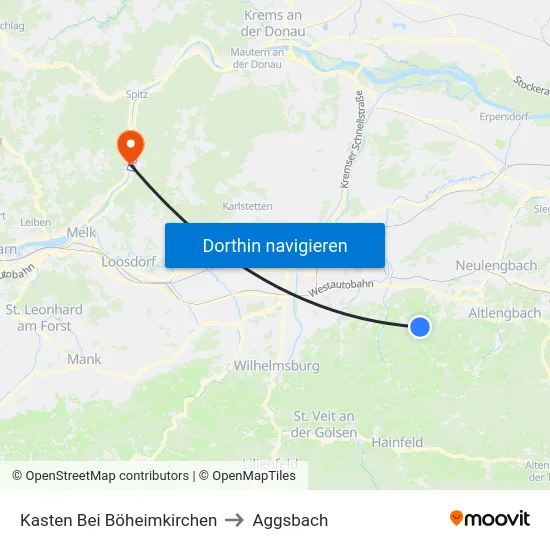 Kasten Bei Böheimkirchen to Aggsbach map
