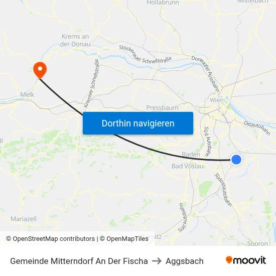 Gemeinde Mitterndorf An Der Fischa to Aggsbach map
