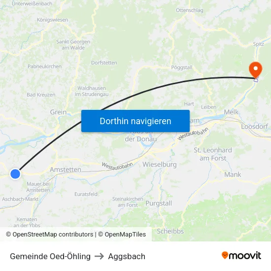 Gemeinde Oed-Öhling to Aggsbach map