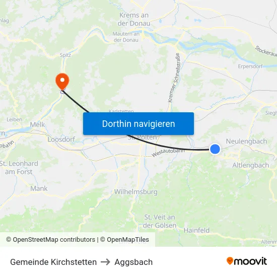 Gemeinde Kirchstetten to Aggsbach map
