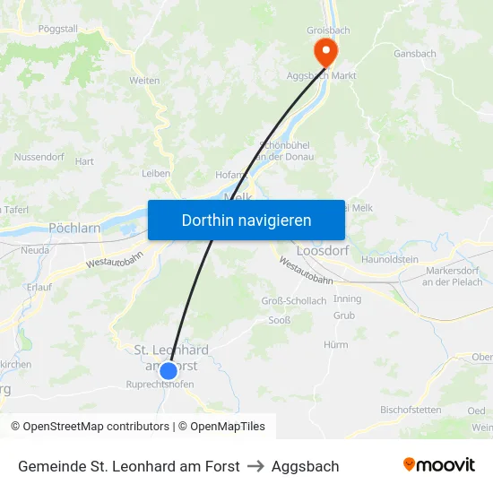 Gemeinde St. Leonhard am Forst to Aggsbach map