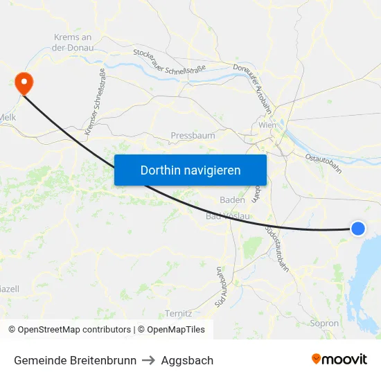 Gemeinde Breitenbrunn to Aggsbach map