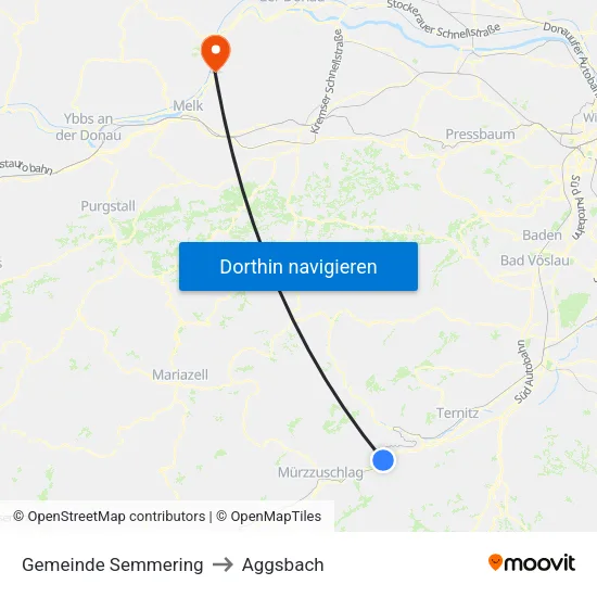 Gemeinde Semmering to Aggsbach map